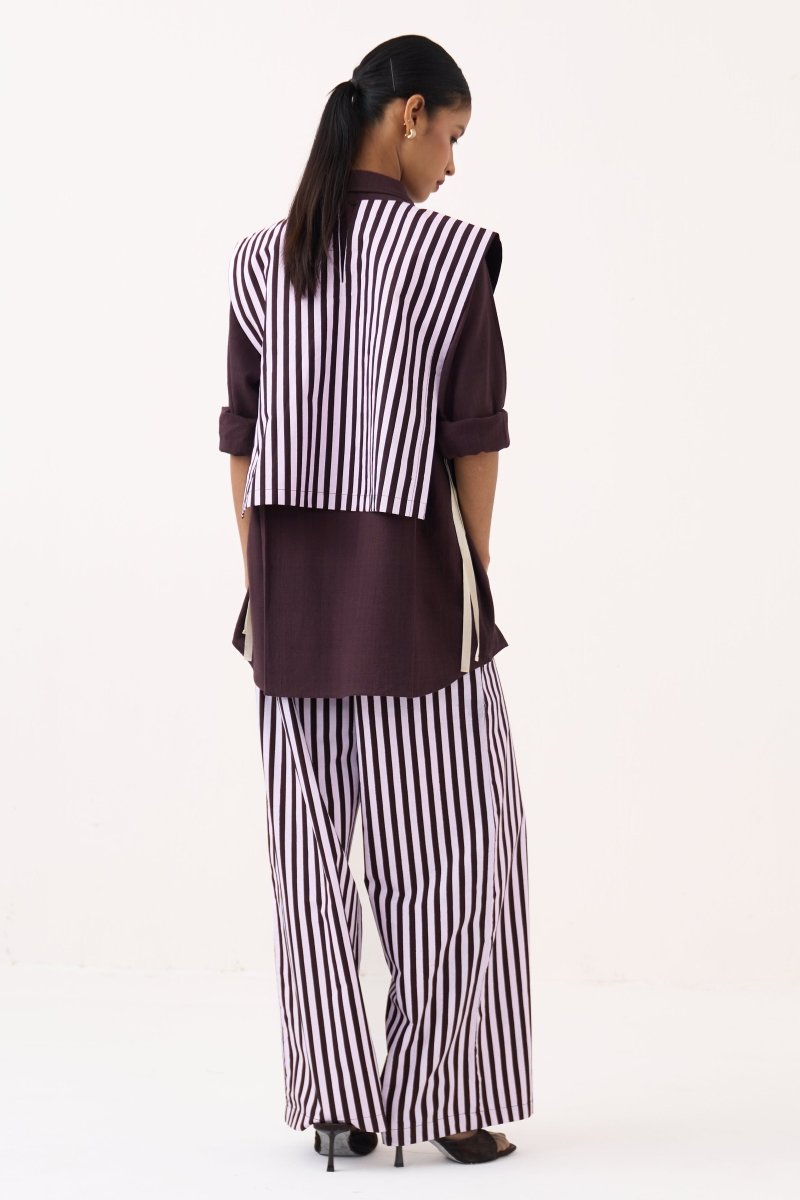 Floral Emb. Stripe Overlay Co - ord (Set of 3) - Three Clothing