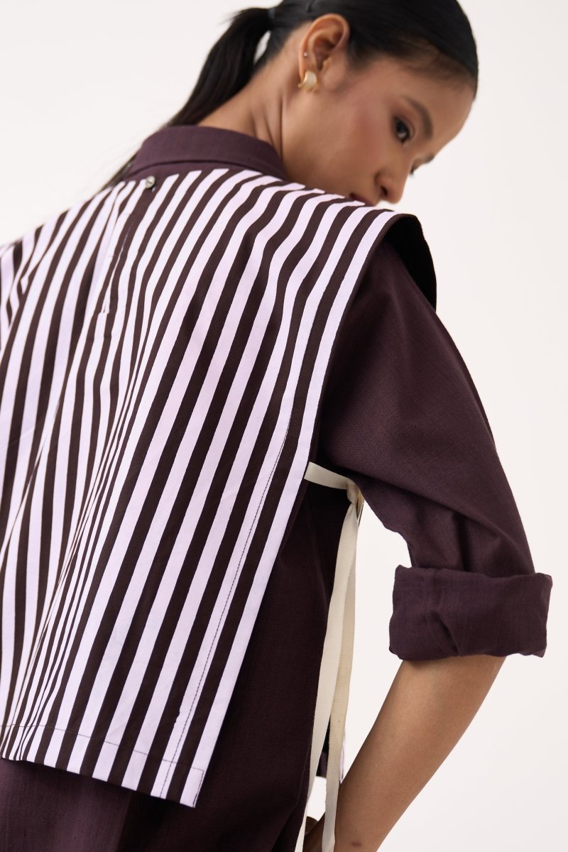 Floral Emb. Stripe Overlay Co - ord (Set of 3) - Three Clothing