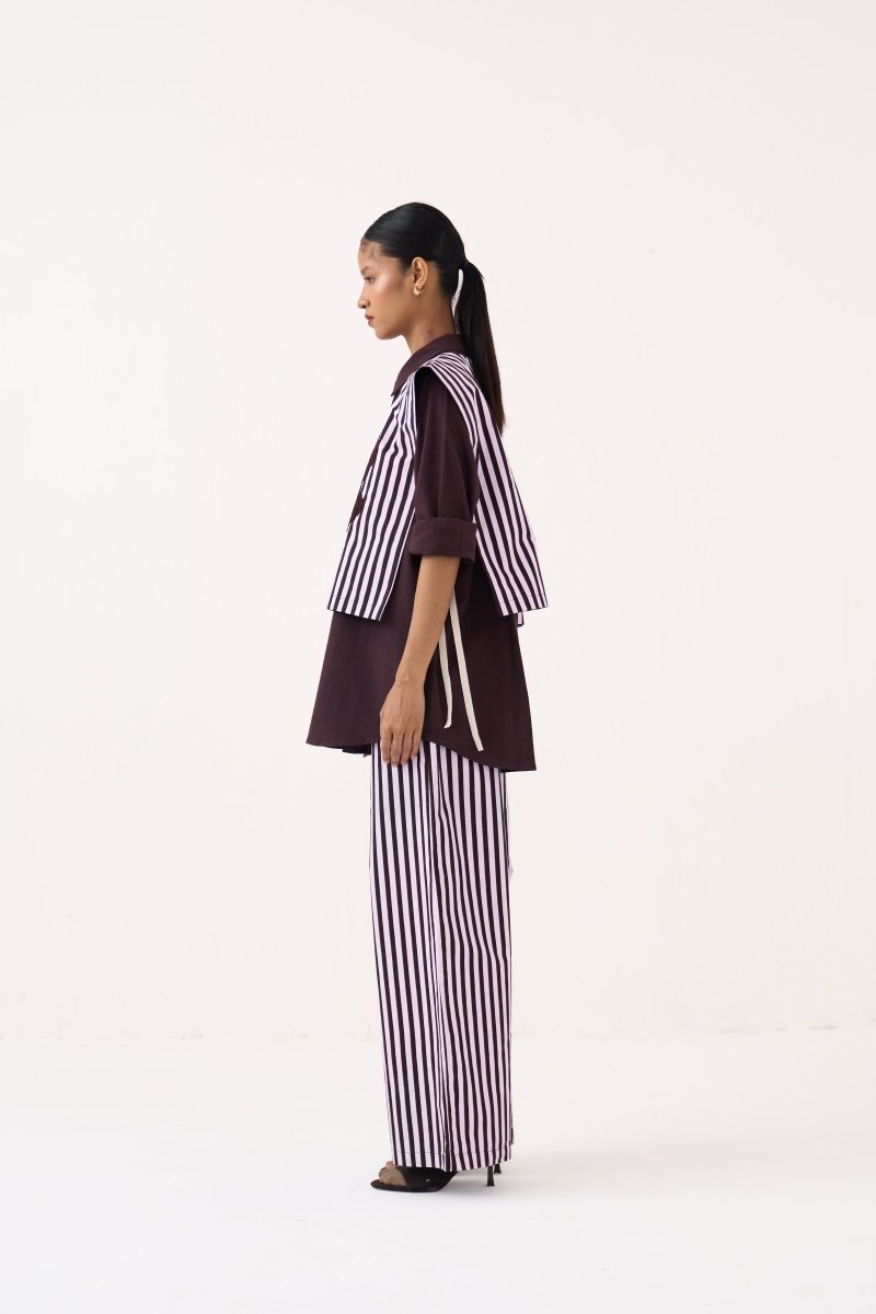 Floral Emb. Stripe Overlay Co - ord (Set of 3) - Three Clothing