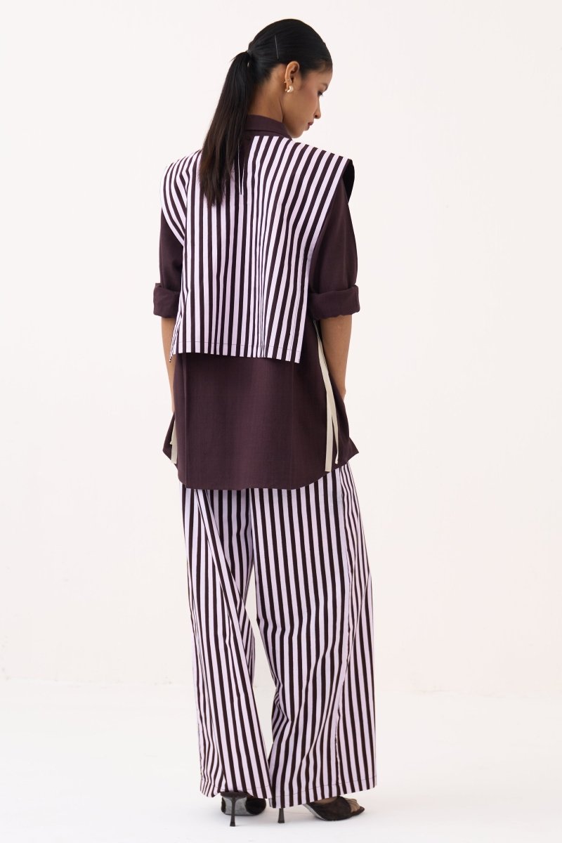 Floral Emb. Stripe Overlay (Set of 2) - Three Clothing
