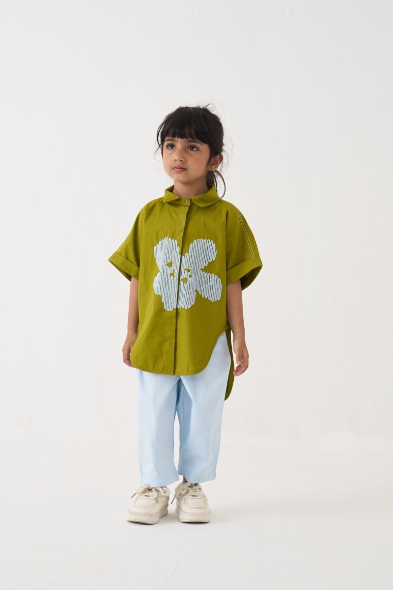 Floral Emb. U Hem Shirt Co - ord - Three Clothing