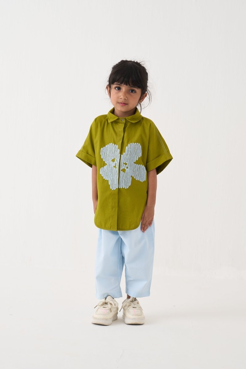 Floral Emb. U Hem Shirt Co - ord - Three Clothing