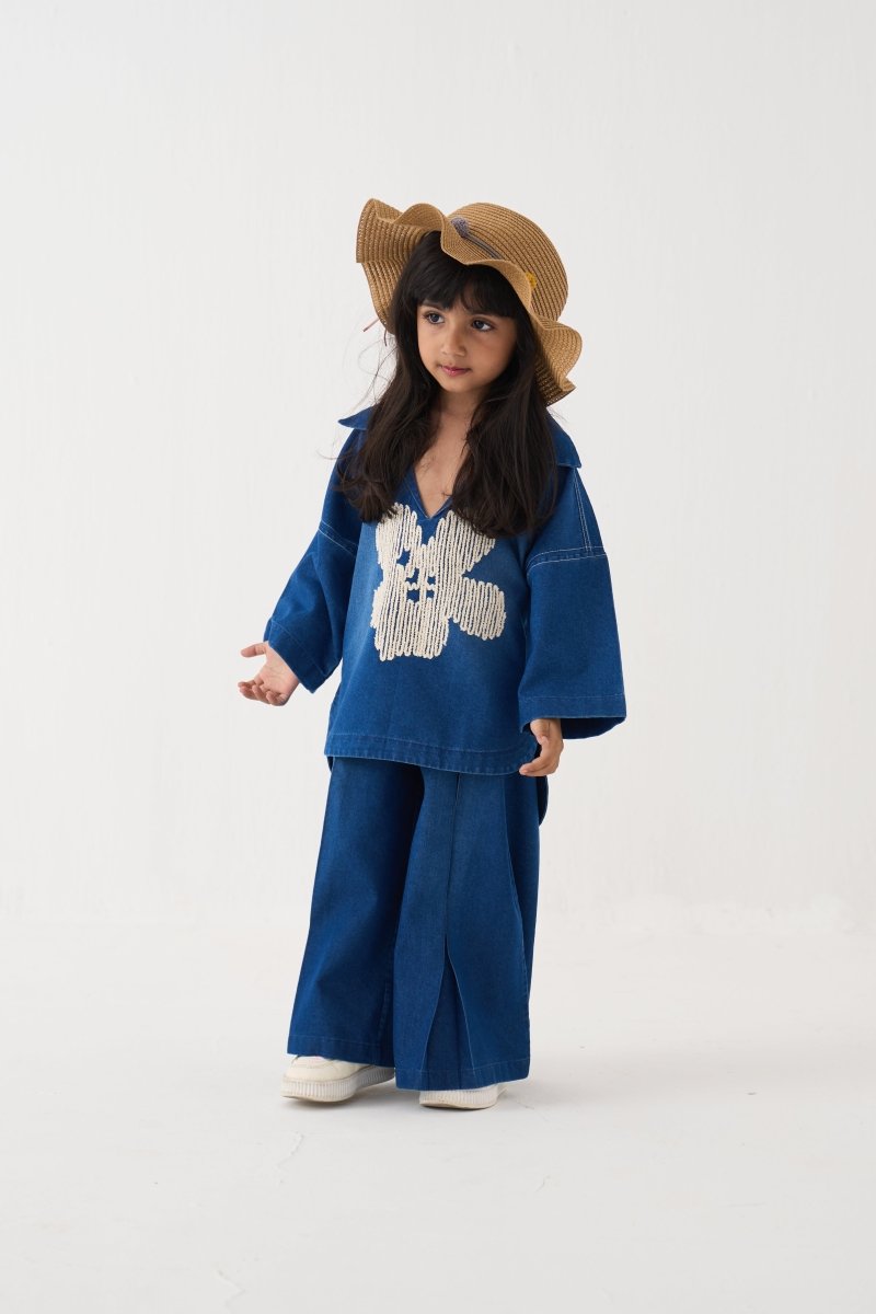 Floral Emb. V - Neck Top Co - ord (Set Of 2) - Three Clothing