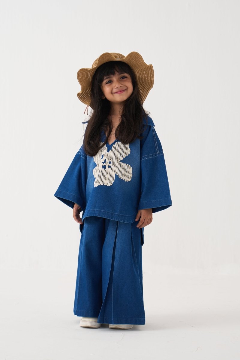 Floral Emb. V - Neck Top Co - ord (Set Of 2) - Three Clothing