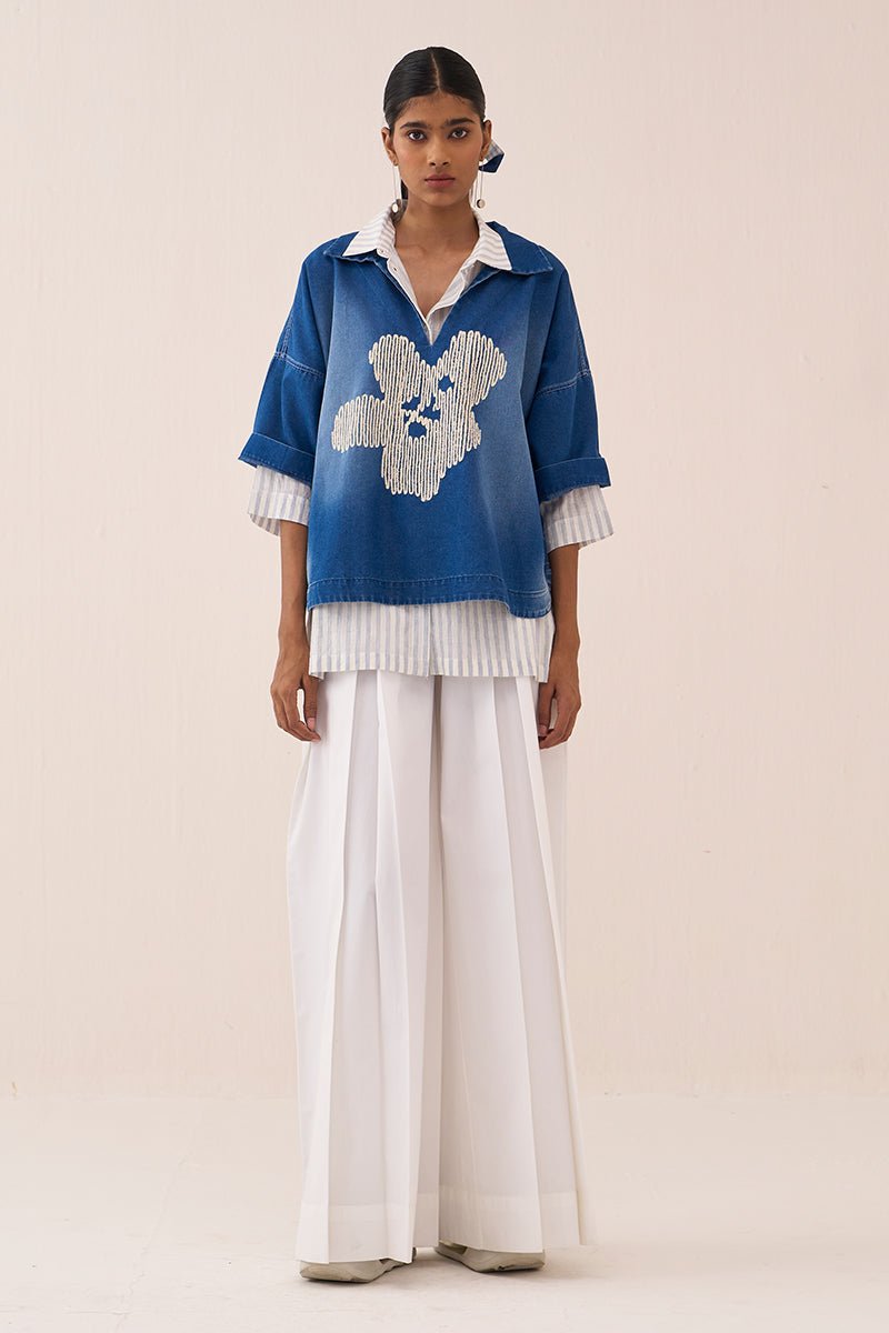 Floral Emb. V Neck Top (Set Of 3) - Three Clothing