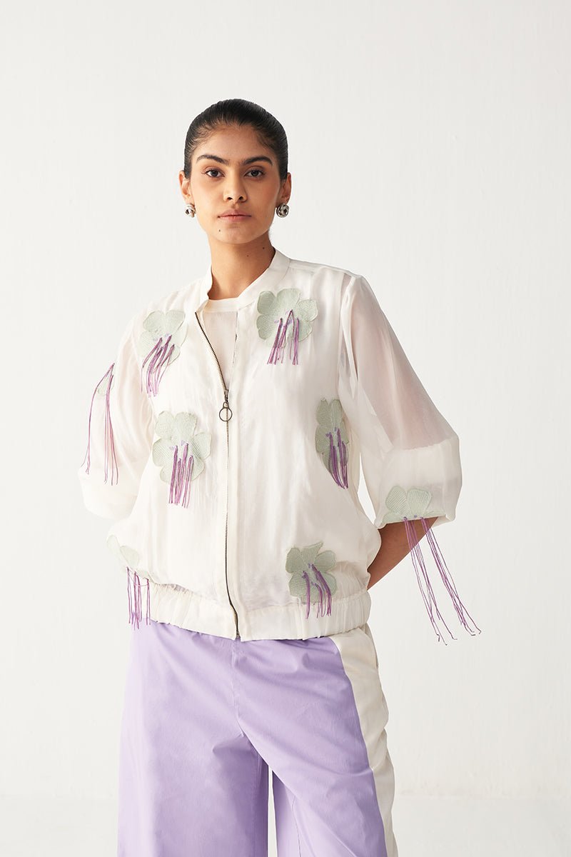 Floral Fringe Bomber Co - Ord - Three Clothing