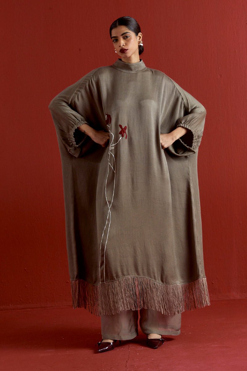 Floral Fringe Kaftan Co-Ord - Three Clothing