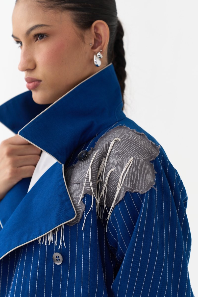 Floral Fringe Patch Jacket - Three Clothing