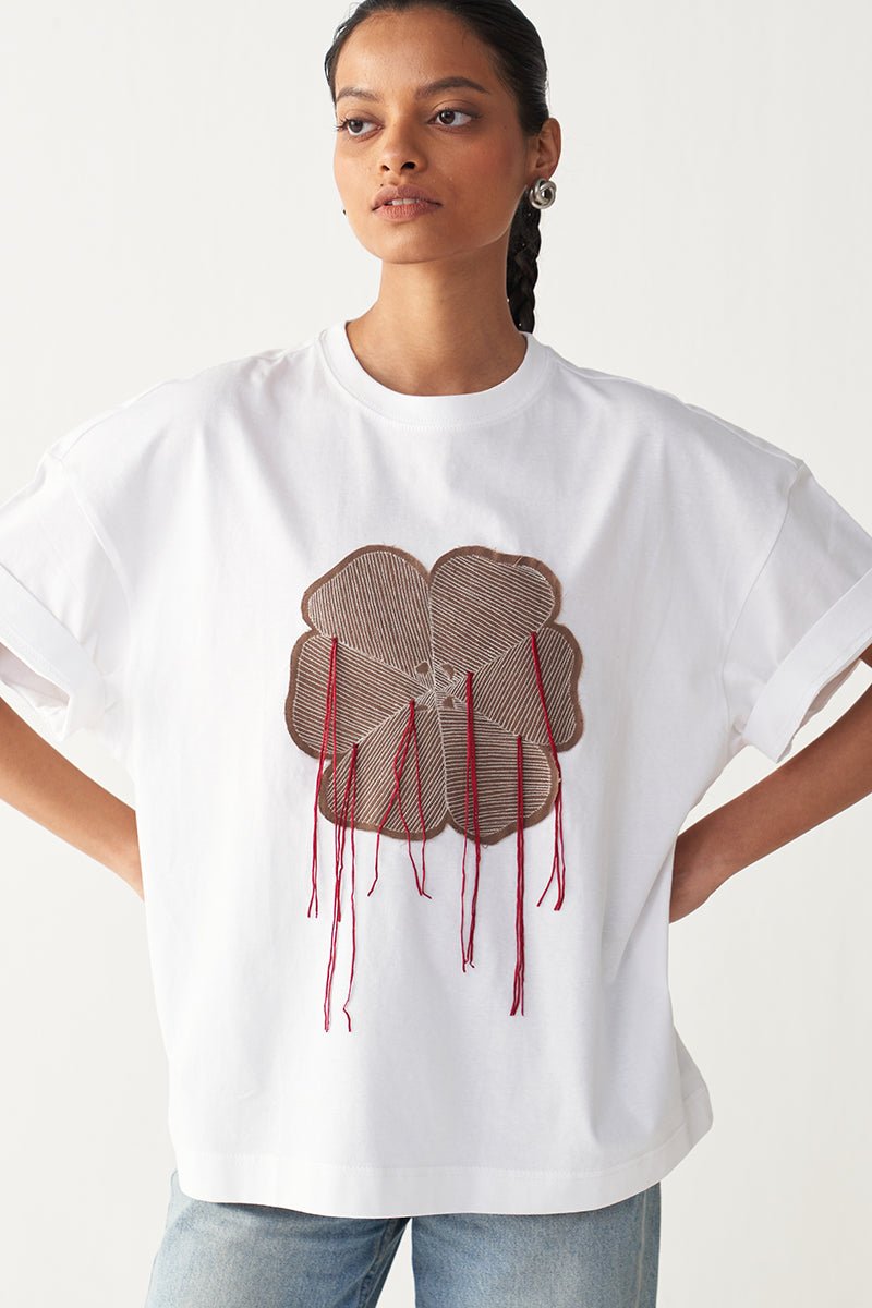 Floral Fringe T-Shirt - Three Clothing