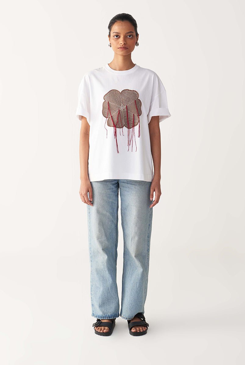 Floral Fringe T-Shirt - Three Clothing