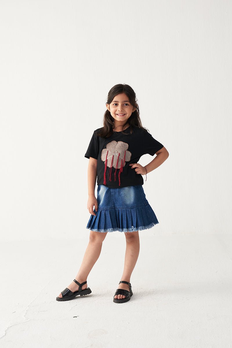Floral Fringe T-Shirt - Three Clothing