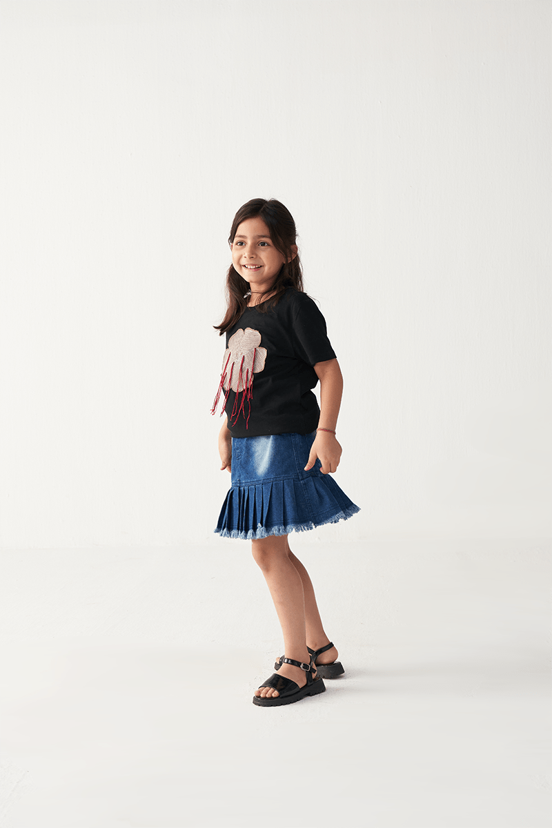 Floral Fringe T-Shirt - Three Clothing