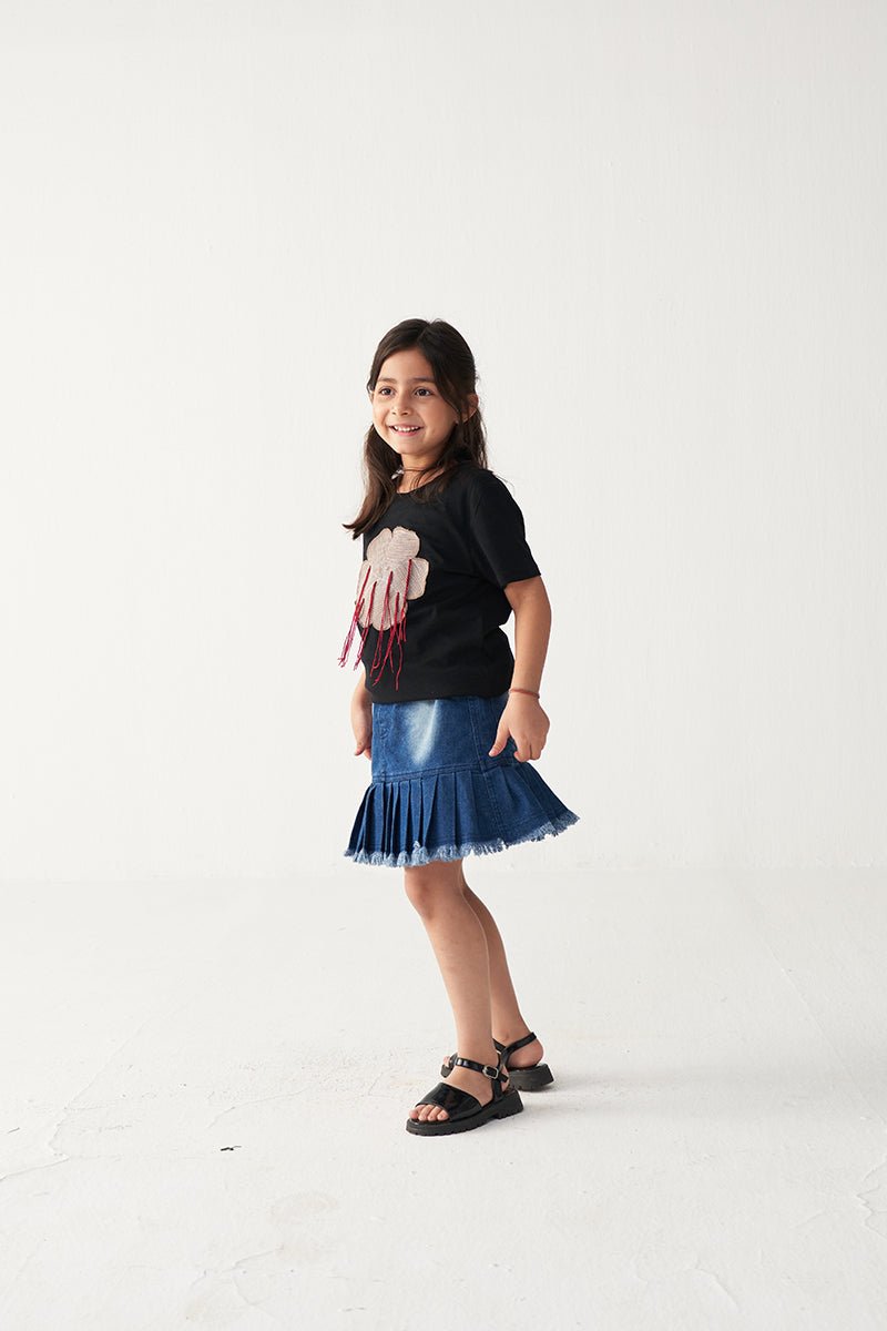 Floral Fringe T-Shirt - Three Clothing