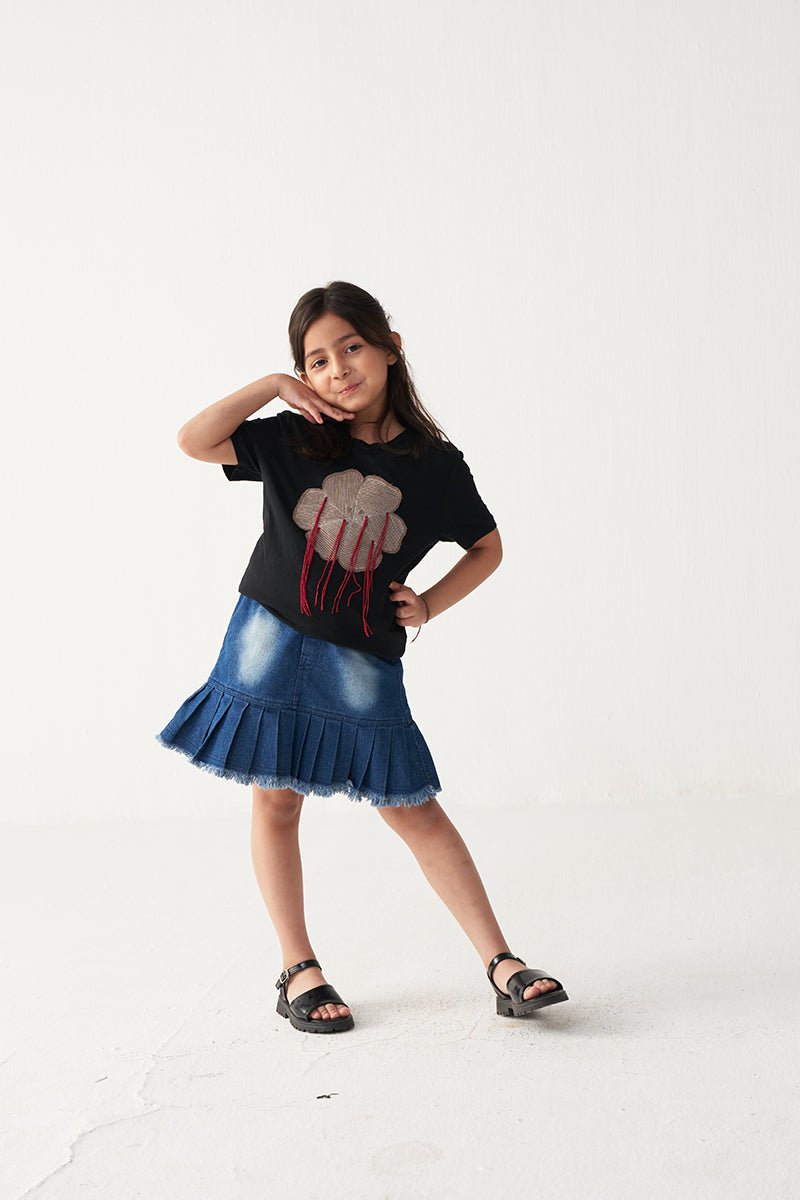 Floral Fringe T-Shirt - Three Clothing