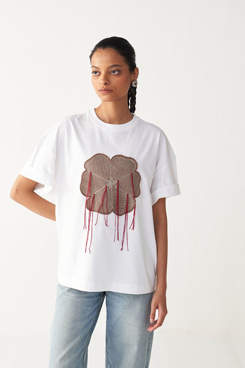 Floral Fringe T-Shirt - Three Clothing