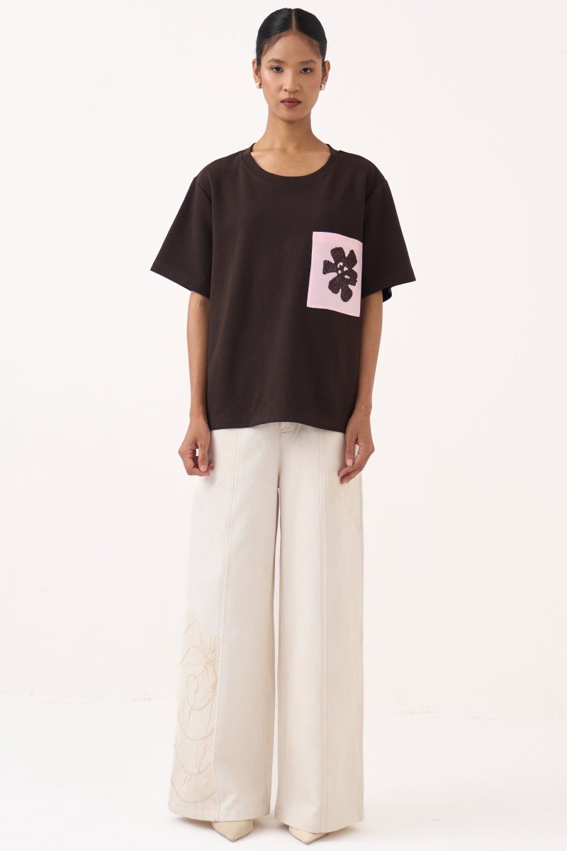 Floral Patch Pocket T-Shirt - Three Clothing