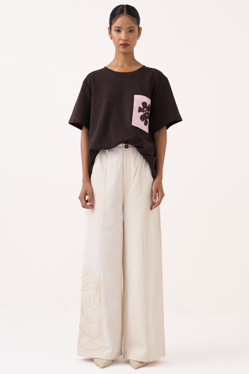 Floral Patch Pocket T-Shirt - Three Clothing