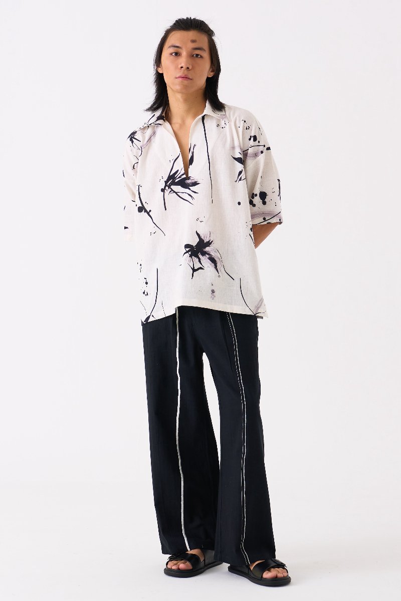 Floral Resort Wear Shirt White - Three