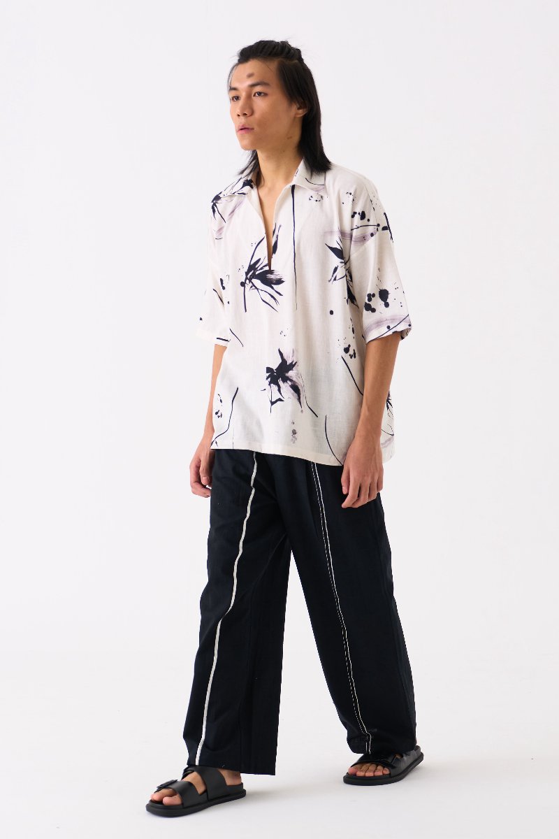 Floral Resort Wear Shirt White - Three