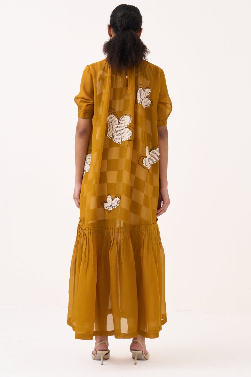 Floral Reverse Applique Bottom Frill Dress (Slip Included) - Three Clothing