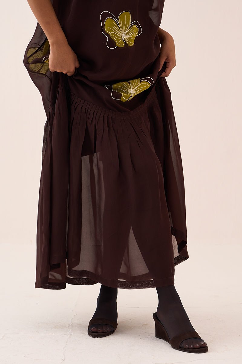 Floral Reverse Applique Bottom Frill Dress (Slip Included) - Three Clothing