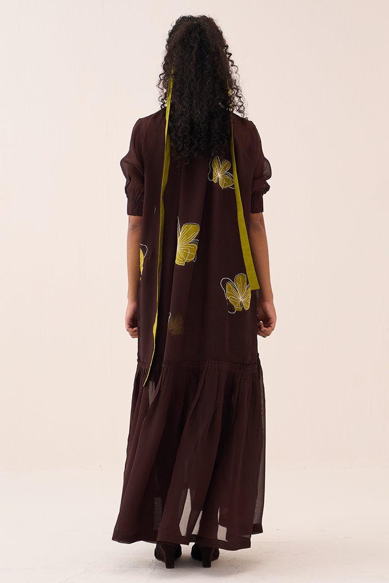 Floral Reverse Applique Bottom Frill Dress (Slip Included) - Three Clothing