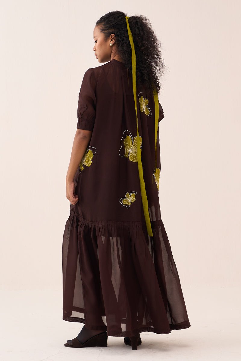 Floral Reverse Applique Bottom Frill Dress (Slip Included) - Three Clothing