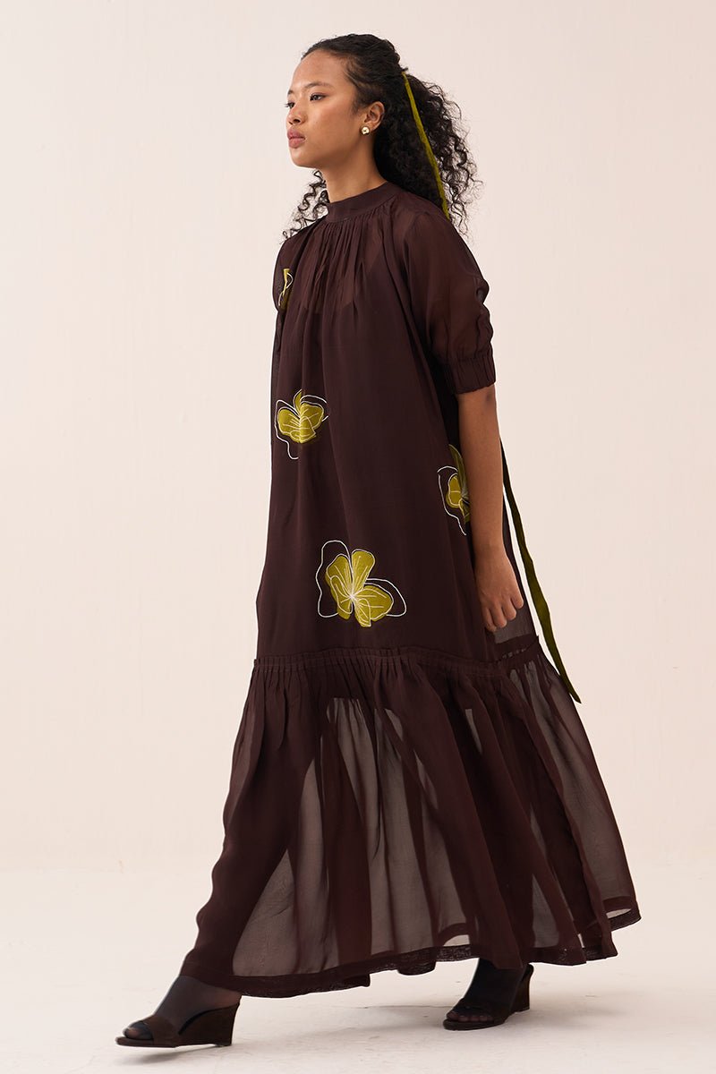 Floral Reverse Applique Bottom Frill Dress (Slip Included) - Three Clothing