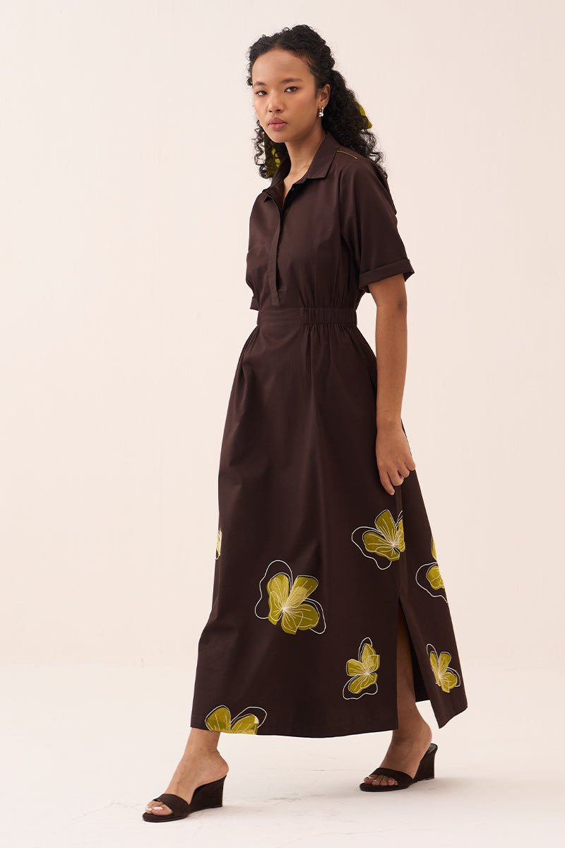 Floral Reverse Applique Dress - Three Clothing