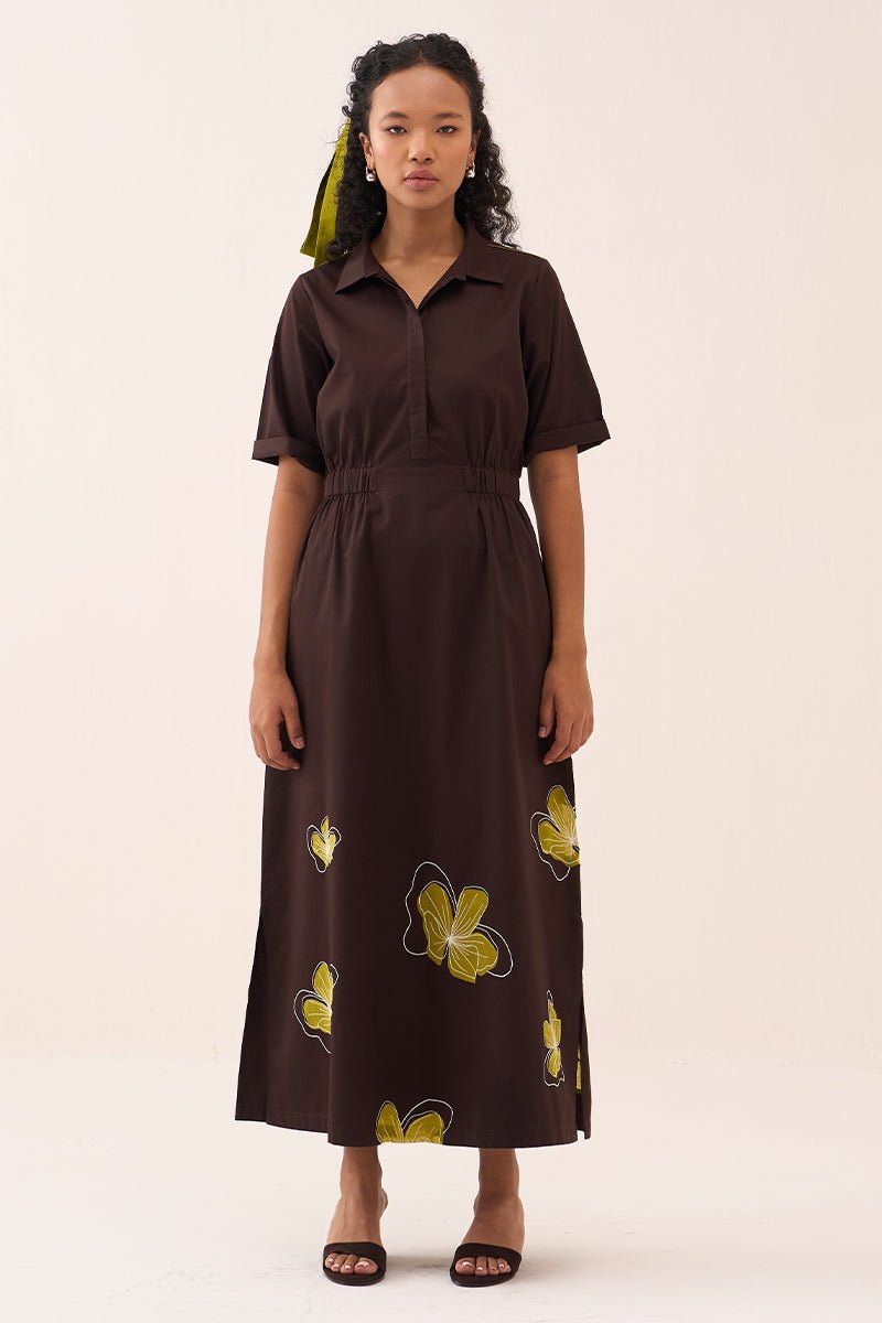 Floral Reverse Applique Dress - Three Clothing