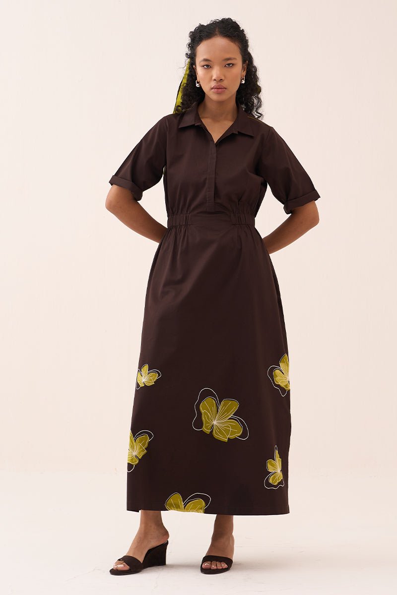 Floral Reverse Applique Dress - Three Clothing