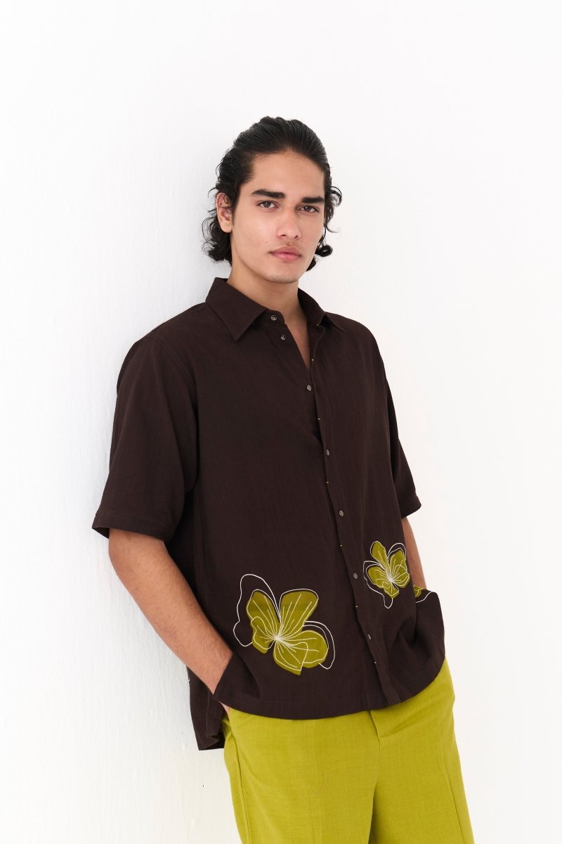 Floral Reverse Applique Shirt - Three Clothing