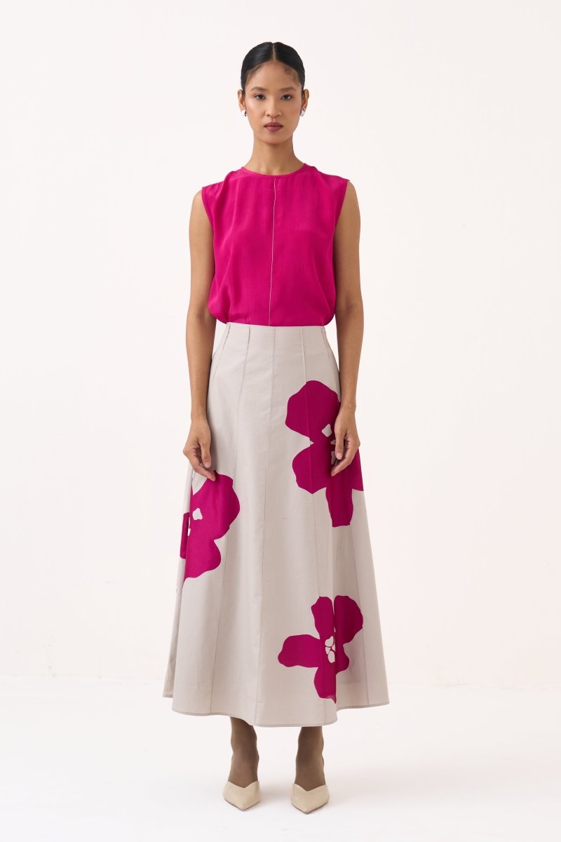 Floral Reverse Applique Skirt - Three Clothing