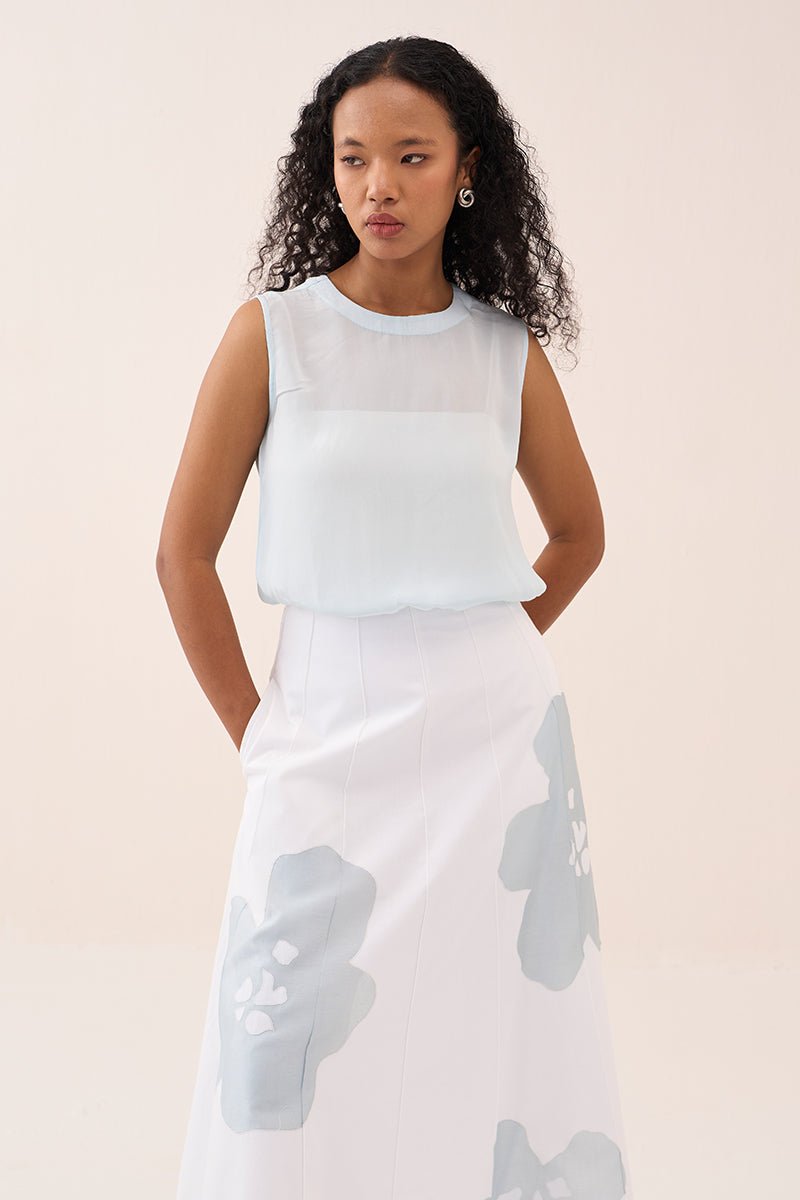 Floral Reverse Applique Skirt Pant Co - Ord (Set Of 2) - Three Clothing