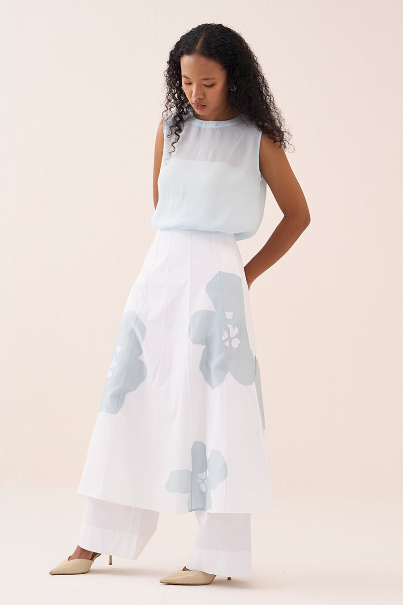 Floral Reverse Applique Skirt Pant Co - Ord (Set Of 2) - Three Clothing