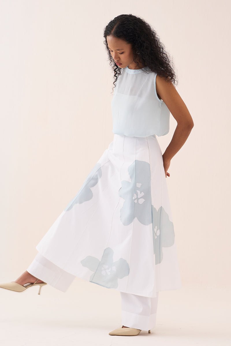 Floral Reverse Applique Skirt Pant Co - Ord (Set Of 2) - Three Clothing