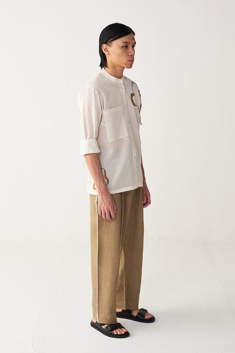 Floral Rope Emb. Shirt - Three Clothing