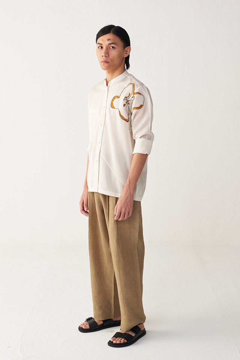 Floral Rope Emb. Shirt - Three Clothing
