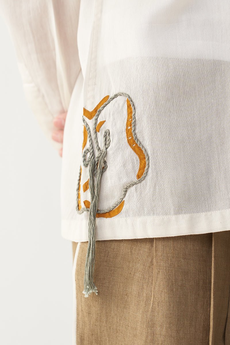 Floral Rope Emb. Shirt - Three Clothing