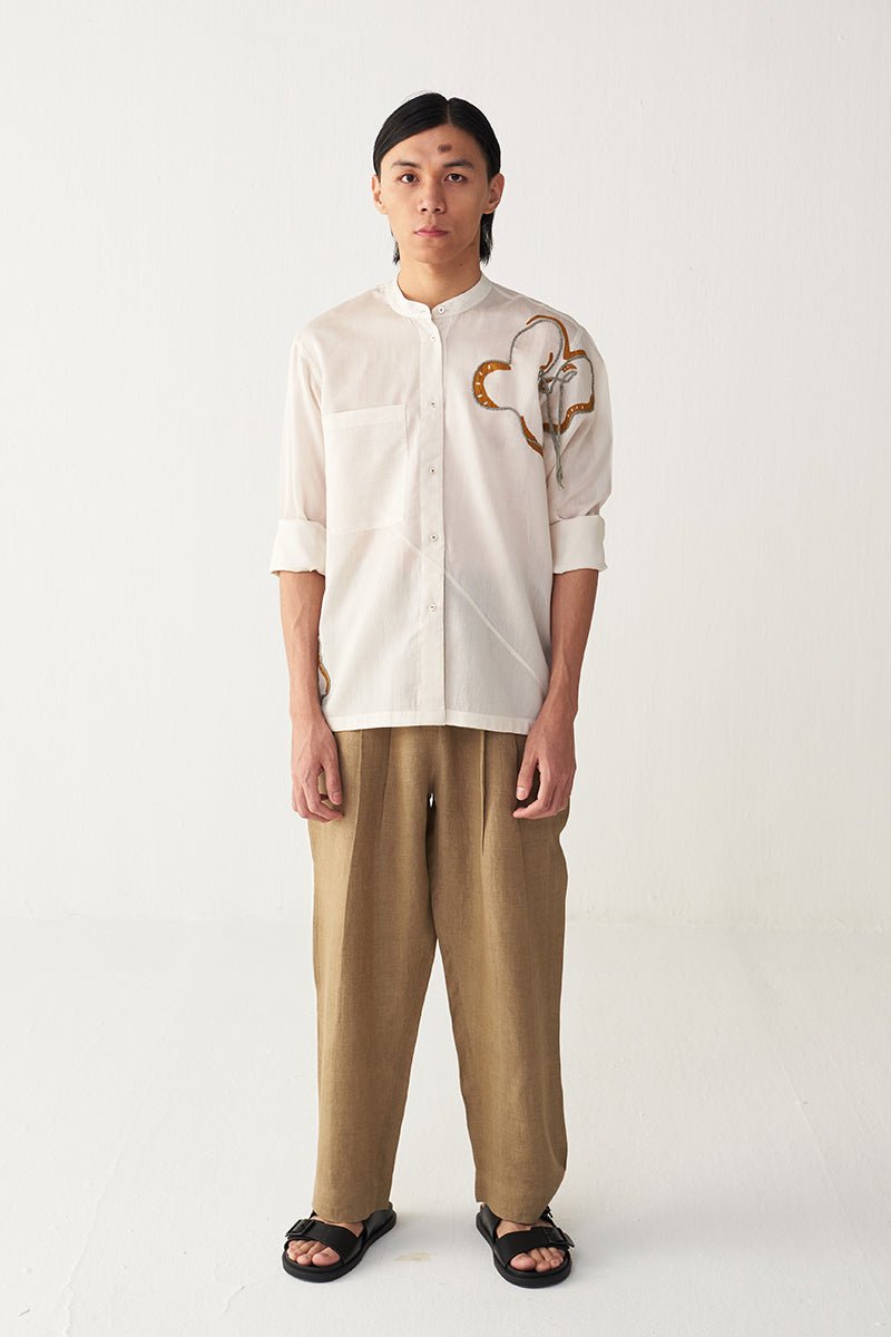 Floral Rope Emb. Shirt - Three Clothing