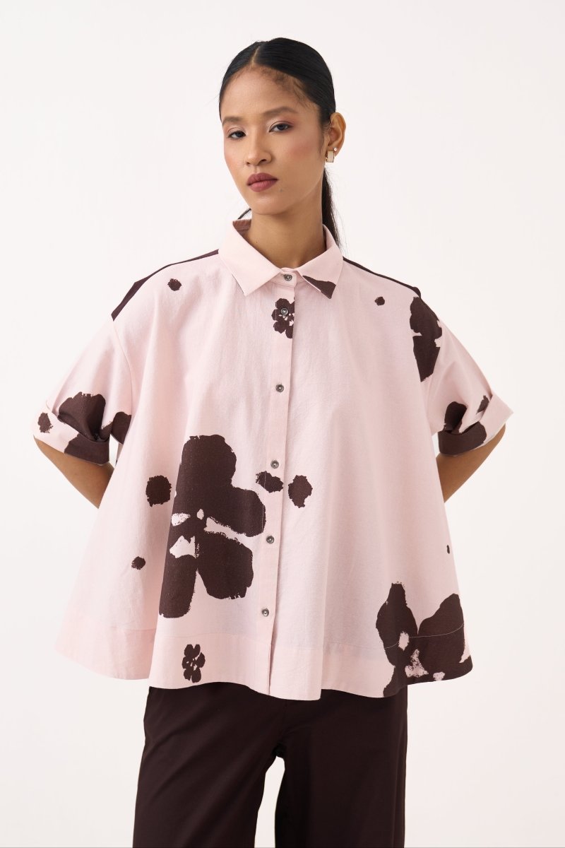 Floral Wide Hem Shirt - Three Clothing