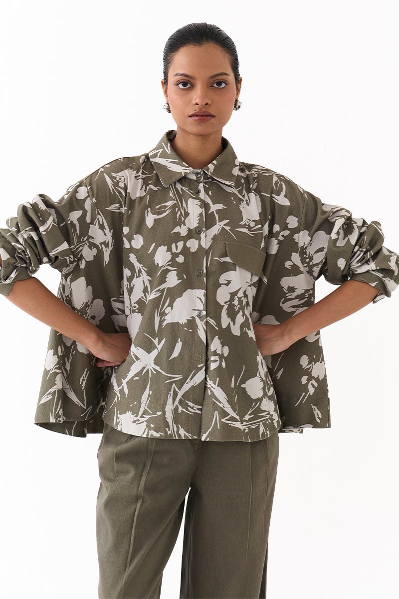 Floral Wide Hem Shirt - Three Clothing