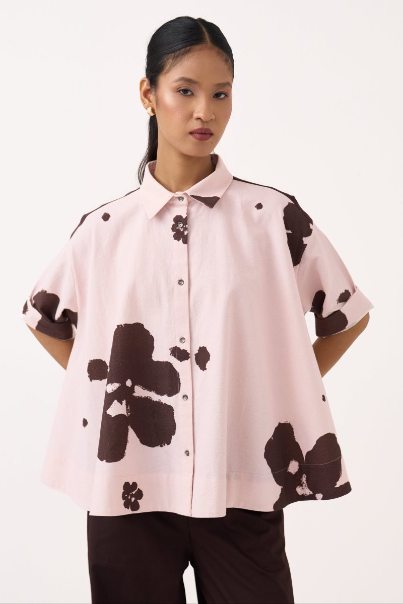 Floral Wide Hem Shirt - Three Clothing