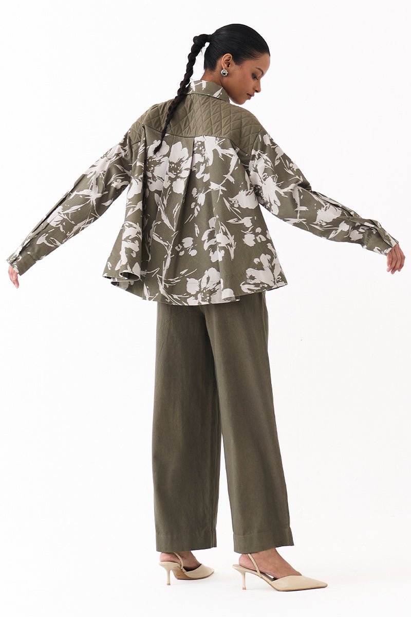 Floral Wide Hem Shirt Co - Ord (Set of 2) - Three Clothing