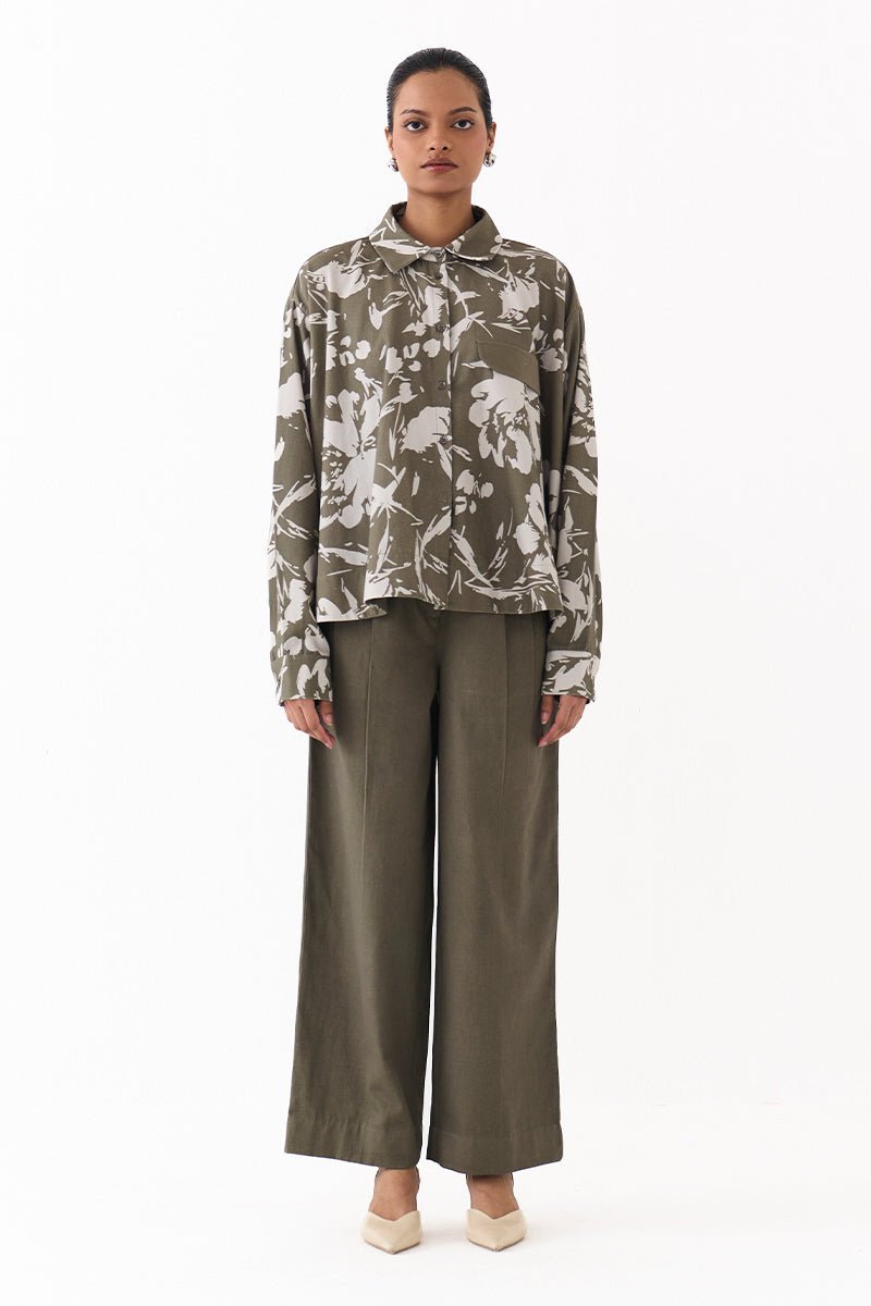 Floral Wide Hem Shirt Co - Ord (Set of 2) - Three Clothing