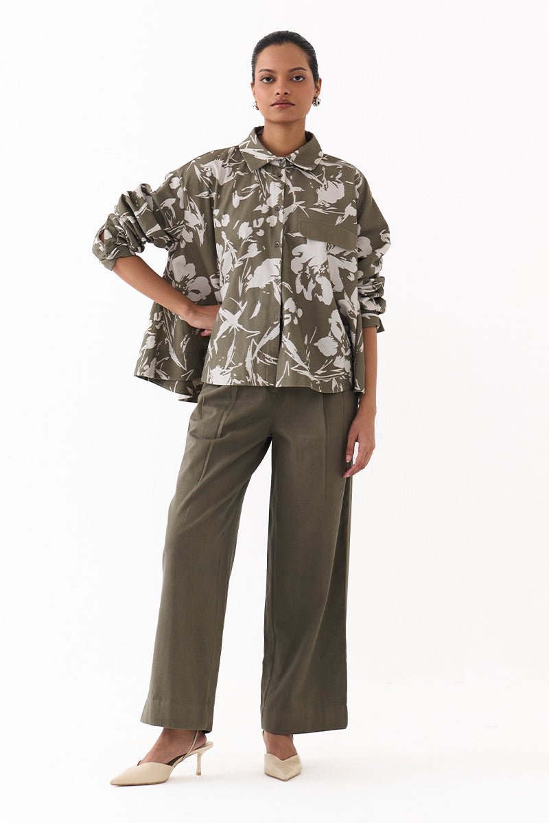 Floral Wide Hem Shirt Co - Ord (Set of 2) - Three Clothing