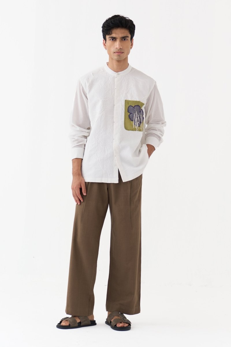 Fringe Applique Patch Pocket Shirt - Three Clothing