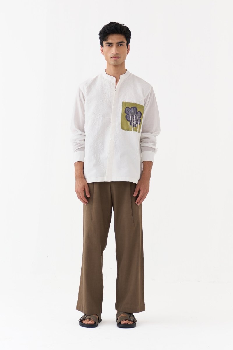Fringe Applique Patch Pocket Shirt - Three Clothing