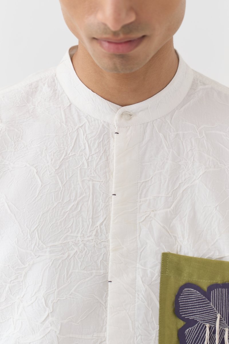 Fringe Applique Patch Pocket Shirt - Three Clothing