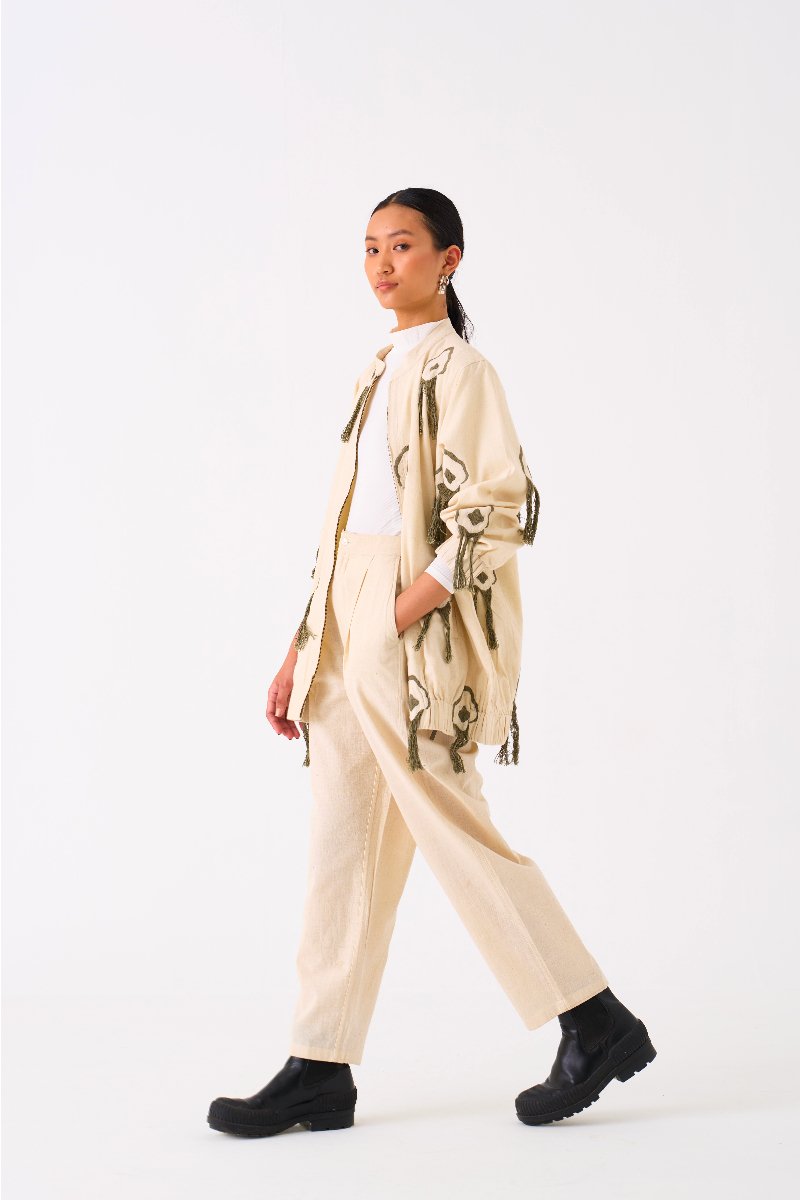 Fringe Bomber Jacket Co ord Set of 2 Ivory - Three